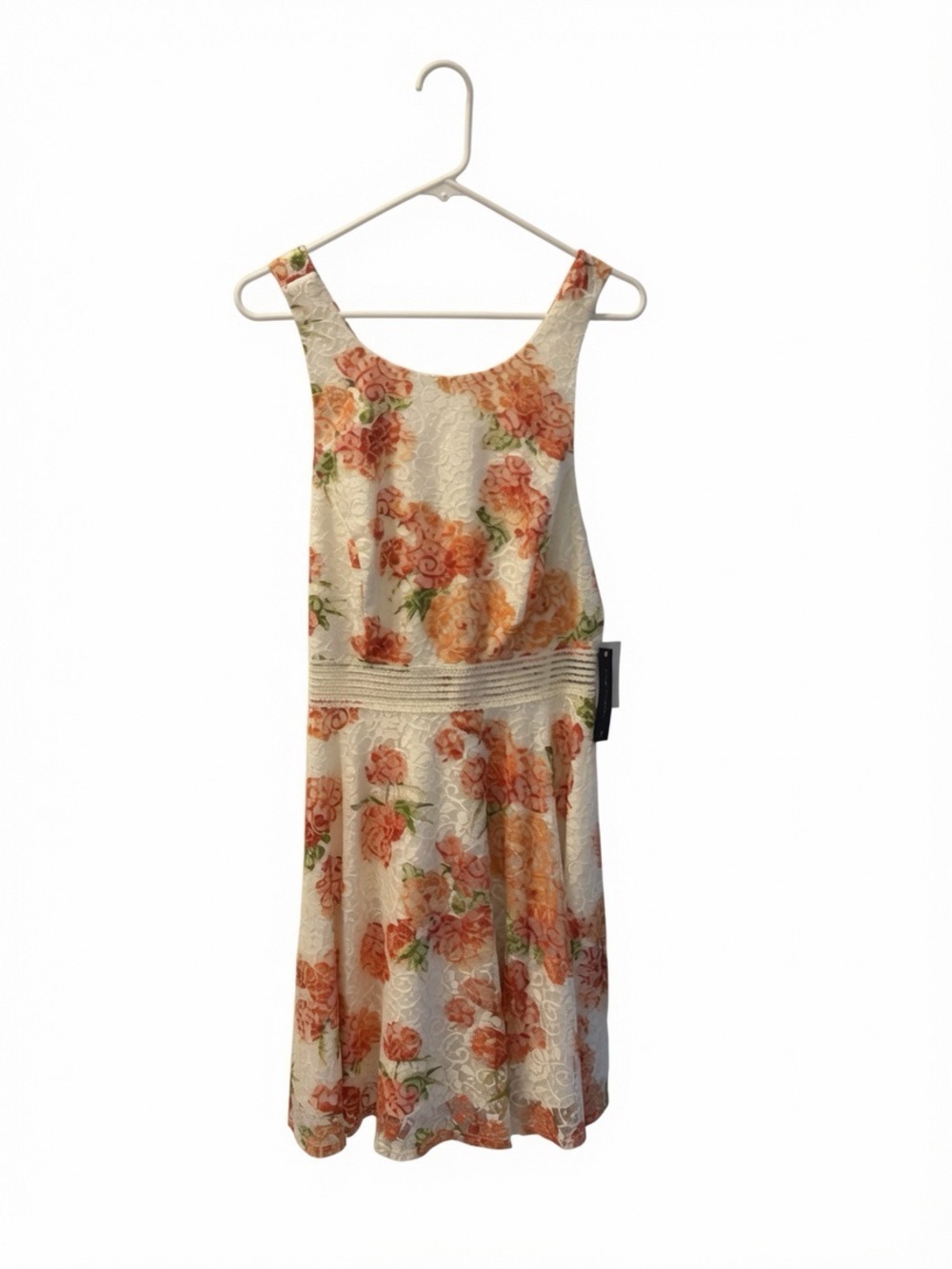 City Triangles Floral Lace Midi Top in Cream and Peach